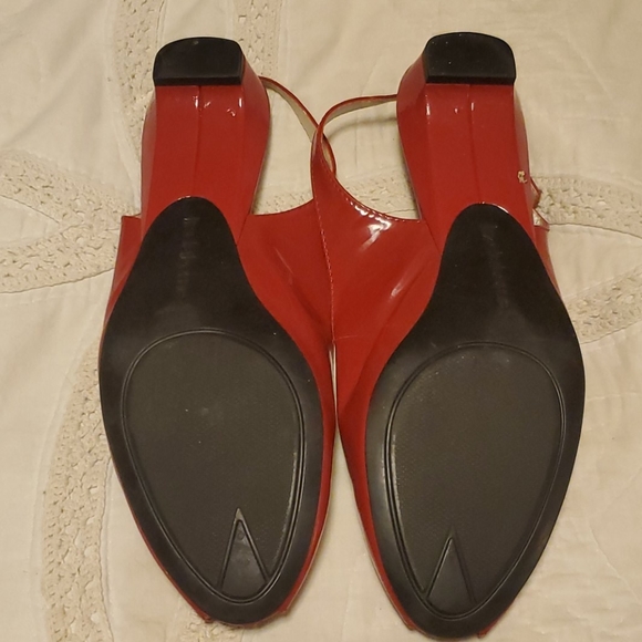 Vintage 80s red peeptoe flats Layla patent leather - Picture 2 of 5